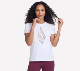 Camiseta de manga corta con estampado floral y diamantes