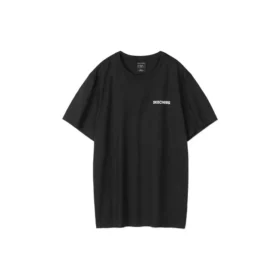 Camiseta de punto estampada de manga corta estilo pareja, color negro