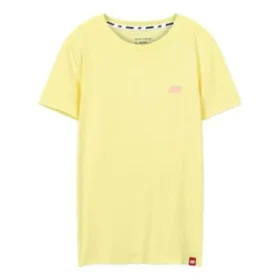 Camiseta deportiva informal de manga corta con estampado holgado, color amarillo