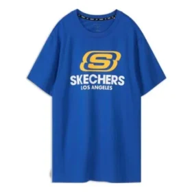 Camiseta deportiva informal de manga corta Skechers para hombre, azul