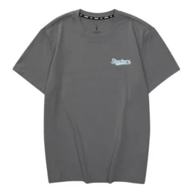 Camiseta informal con letras estampadas «Gris azul»