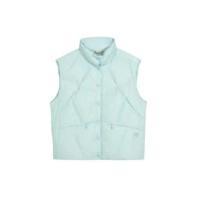 Chaleco de plumón con capucha y cuello alto «Negro, azul y blanco»