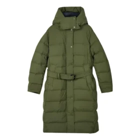 Chaqueta casual de plumón tejida larga con capucha de la serie «Bobs» «Verde»