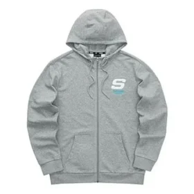 Chaqueta con capucha y cremallera de la serie casual colorida «Gris-Blanco»