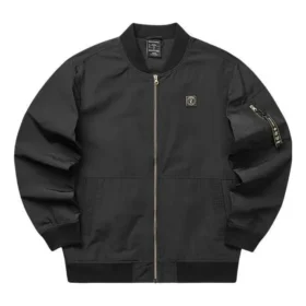 Chaqueta con cremallera y estampado liso «Negro»