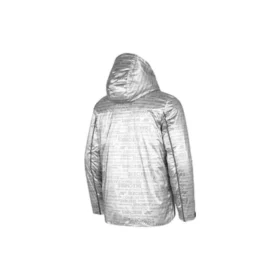 Chaqueta de plumón con capucha y letras estampadas «Silver Black»
