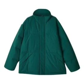 Chaqueta de plumón con cremallera y letras impresas de la serie Sport Lifestyle «Verde, marrón claro y blanco»