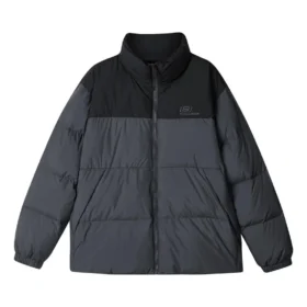 Chaqueta de plumón con estampado de logotipo de moda «Negro Gris»