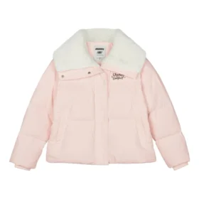 Chaqueta de plumón con letras estampadas «Rosa-Blanco»