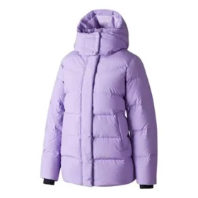 Chaqueta de plumón de largo medio tejida «Morado»