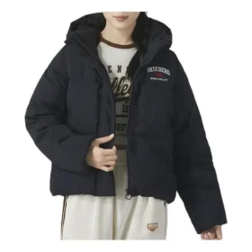 Chaqueta de plumón informal con letras impresas «Negro»