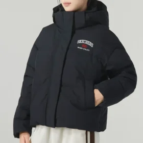 Chaqueta de plumón informal con letras impresas «Negro»