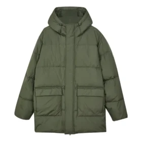Chaqueta de plumón larga informal «Verde oliva»