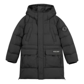 Chaqueta larga informal de plumón «Negro-verde azulado»