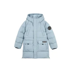 Chaqueta larga informal de plumón «Negro-verde azulado»