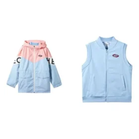 Conjunto deportivo con capucha y cremallera con letras impresas «Azul Rosa»