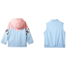 Conjunto deportivo con capucha y cremallera con letras impresas «Azul Rosa»