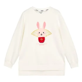 Jersey de cuello redondo con estampado de la serie CNY «Blanco Rojo»