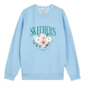Jersey de cuello redondo con estampado floral «Azul, blanco y gris»
