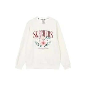 Jersey de cuello redondo con estampado floral «Azul, blanco y gris»