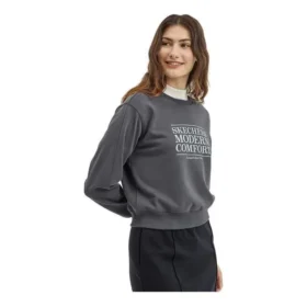 Jersey de cuello redondo con letras estampadas «Gris-Blanco»