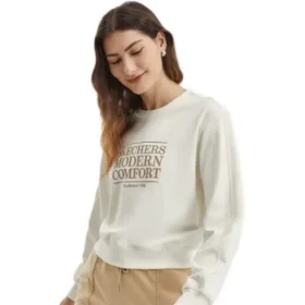 Jersey de cuello redondo con letras estampadas «Gris-Blanco»