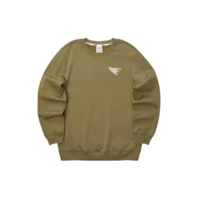 Jersey de cuello redondo con letras impresas «Verde oliva Blanco»