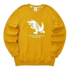 Jersey de cuello redondo informal con estampado «Amarillo-Blanco»