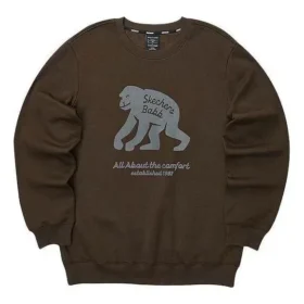 Jersey de cuello redondo informal con estampado «Brown Grey»