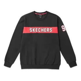 Jersey de punto con estampado de letras Skechers para hombre, negro