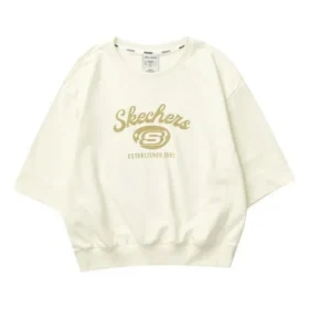 Jersey informal de cuello redondo con letras estampadas «Beige»