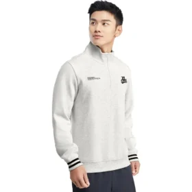 Jersey informal de cuello redondo con media cremallera «Blanco Negro»