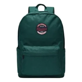 Mochila retro de tela con cremallera para estudiantes «Verde»