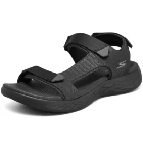 On-the-GO 600 Sandalias deportivas de velcro para exterior, con puntera abierta y tacón plano, totalmente negras