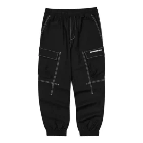 Pantalones deportivos de punto con cintura media y puños elásticos tejidos «Negro»