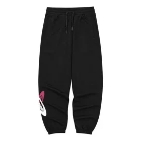 Pantalones deportivos de punto holgados de cintura media con letras estampadas «Negro Blanco»