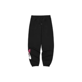 Pantalones deportivos de punto holgados de cintura media con letras estampadas «Negro Blanco»