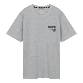 Skechers de hombre de punto, cuello redondo y manga corta, gris