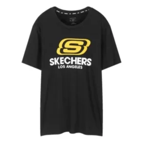Skechers para hombre, cuello redondo, manga corta, negro