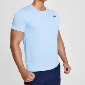 Skechers para hombre, entrenamiento, running, deporte, tejido de punto, manga corta, azul