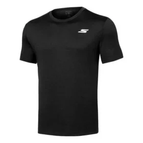 Skechers para hombre: zapatillas de entrenamiento y running deportivas de punto, manga corta, color negro