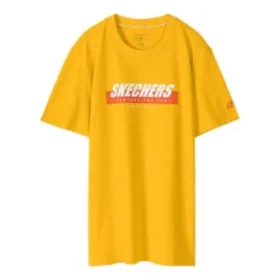 Skechers Sport para hombre con estampado de letras, manga corta, color dorado