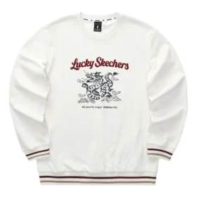 Sudadera con cuello redondo y estampado de dragón de la serie CNY «Blanco, negro y rojo»