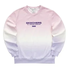 Sudadera con cuello redondo y letras degradadas «Purple Pink White»