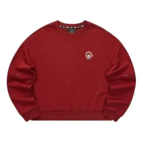 Sudadera de cuello redondo holgada de color liso «Burgundy»