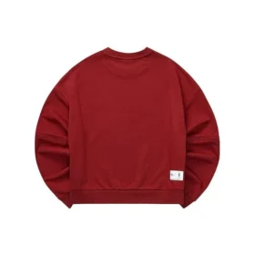 Sudadera de cuello redondo holgada de color liso «Burgundy»