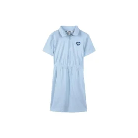 Vestido de manga corta con estampado del logotipo que marca la cintura «Blanco, negro y azul»