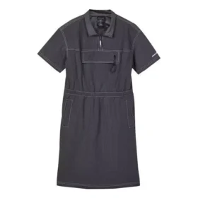 Vestido deportivo informal de manga corta con cuello de jersey y color liso «Negro»