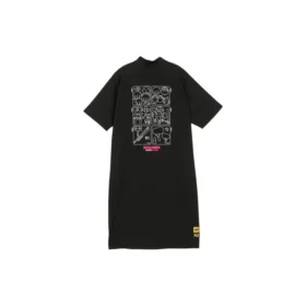 Vestido informal con medio cremallera y logo estampado «Blanco Rosa Negro»