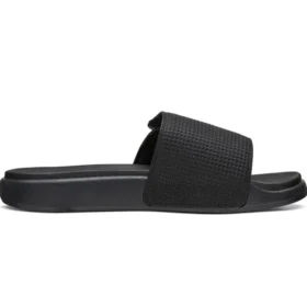 Zapatillas de casa de talón plano con velcro, negras